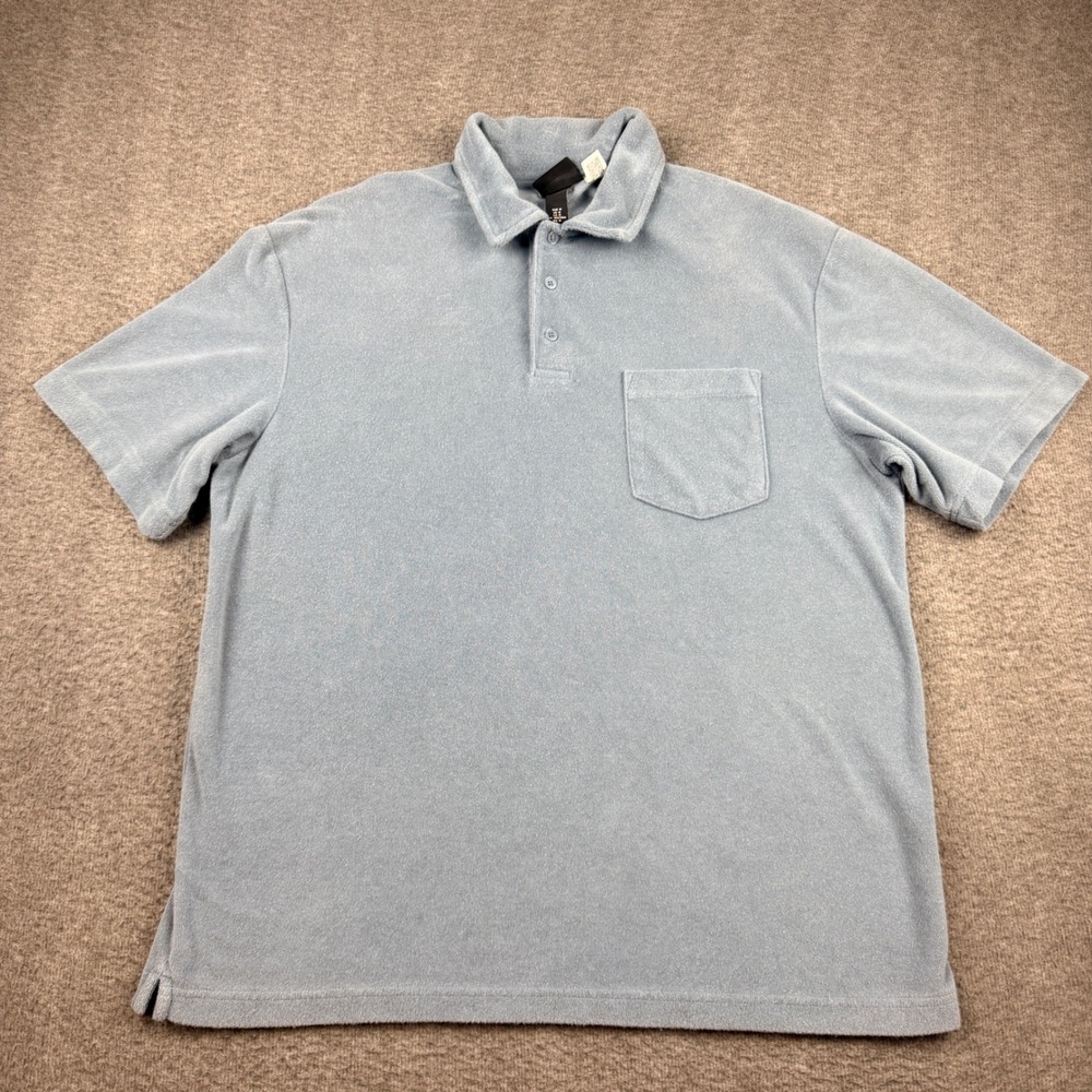 H&M Mens Relaxed Fit Terry Cloth Polo Shirt Blue Medium P/N 1054705 5